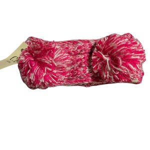 CC Beanie Double PomPom Ear Warmer Hot Pink